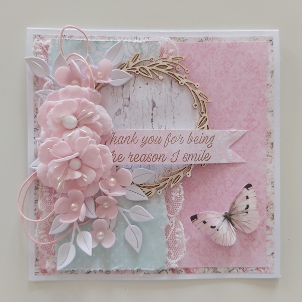 Ευχετήρια κάρτα με χειροποίητα λουλούδια - κάρτα ευχών, γενική χρήση