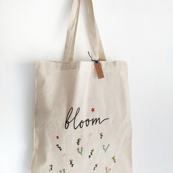 Spring bag | Πάνινη οικολογική τσάντα - ύφασμα, ώμου, δώρο, μεγάλες, all day, tote, πάνινες τσάντες, φθηνές