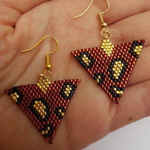 Τριγωνικά σκουλαρίκια με λεοπάρ pattern - κρεμαστά - 3