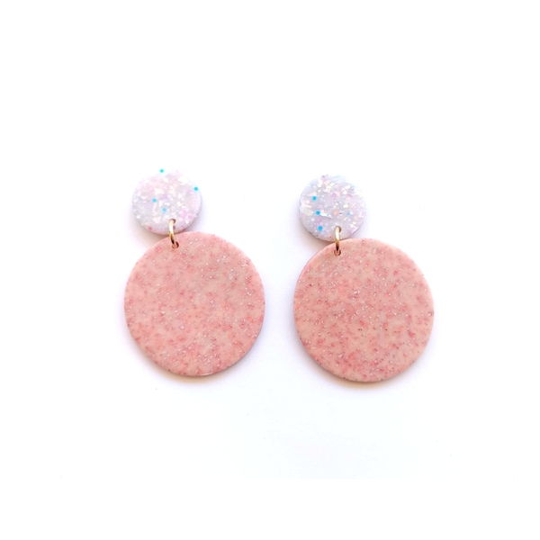 Pink clay earrings - πηλός, romantic, μικρά, κρεμαστά