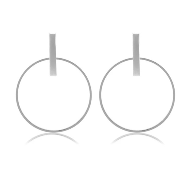 Matte circle silver - κρίκοι, ατσάλι, boho, μεγάλα, faux bijoux, φθηνά