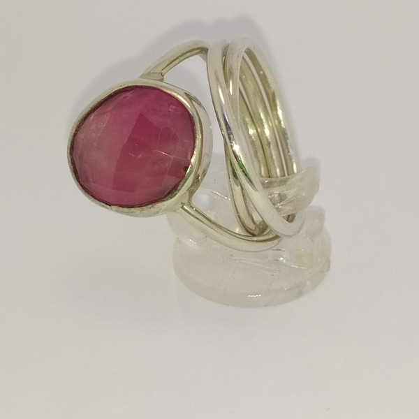 Pink Sapphire - ασήμι, ημιπολύτιμες πέτρες, σταθερά