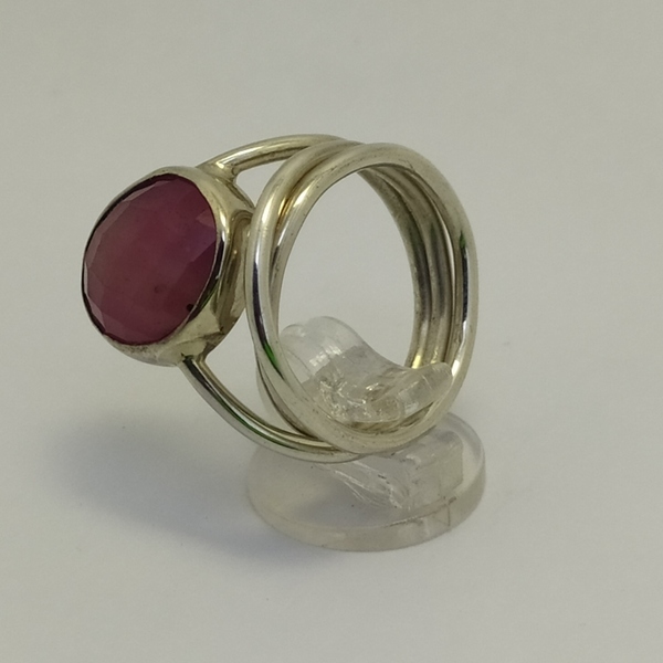 Pink Sapphire - ασήμι, ημιπολύτιμες πέτρες, σταθερά - 2