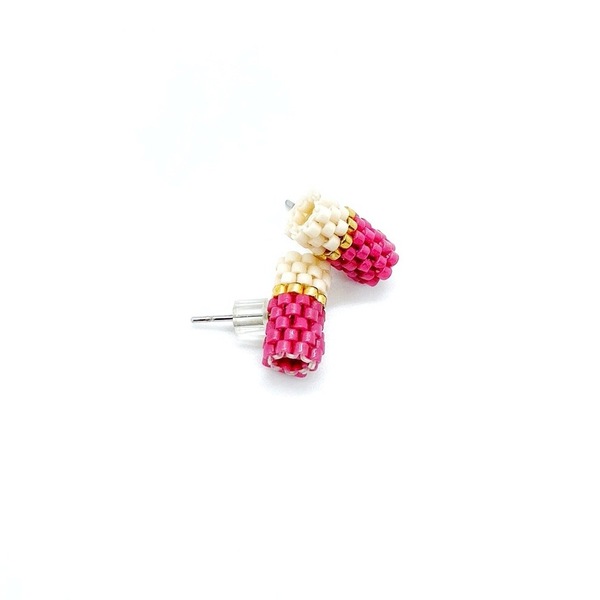 Καρφωτά σκουλαρίκια κύλινδροι (stud earrings) από γνήσιες χάντρες Miyuki Delica - σκουλαρίκια, miyuki delica, καρφωτά - 3