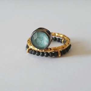 Circle Amazonite Ring-Ασημένιο Δαχτυλίδι με ημιπολύτιμες πέτρες - ασήμι, ημιπολύτιμες πέτρες, χειροποίητα