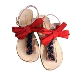 Bow sandals for girls,handmade and 100% made of genuine leather. - φιόγκος, κορίτσι, σανδάλια