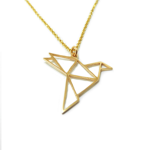 " Origami Free Bird Necklace " - Χειροποίητο επίχρυσο-επάργυρο μενταγιόν με πουλί Origami! - επιχρυσωμένα, πουλάκια, κοντά, φθηνά, μενταγιόν