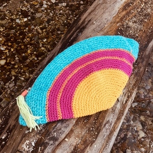 Rainbow clutch - clutch, απαραίτητα καλοκαιρινά αξεσουάρ, boho, πλεκτές τσάντες, μικρές, φθηνές - 4