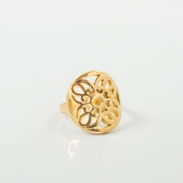 Μεταλλικό διάτρητο δαχτυλίδι σε χρυσό χρώμα - επιχρυσωμένα, ορείχαλκος, μεγάλα, αυξομειούμενα, φθηνά