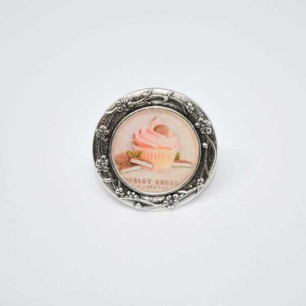 Vintage cupcake ring! - vintage, γυαλί, μεγάλα, φθηνά