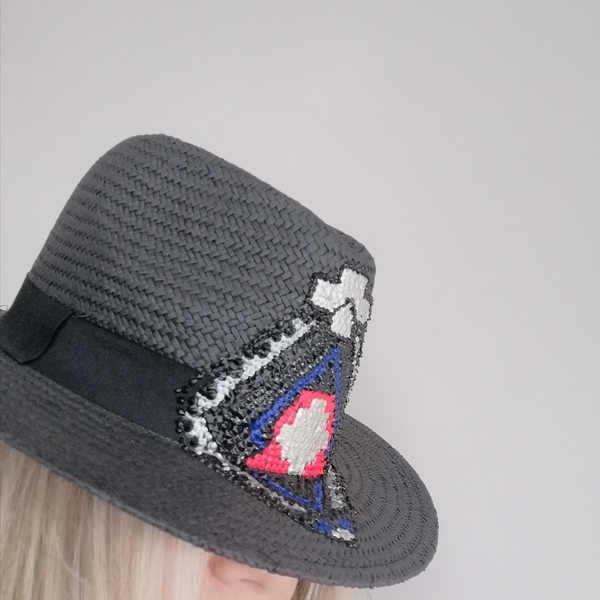 Hat handpaint by meraki.maraki - ζωγραφισμένα στο χέρι, ψάθινα - 3