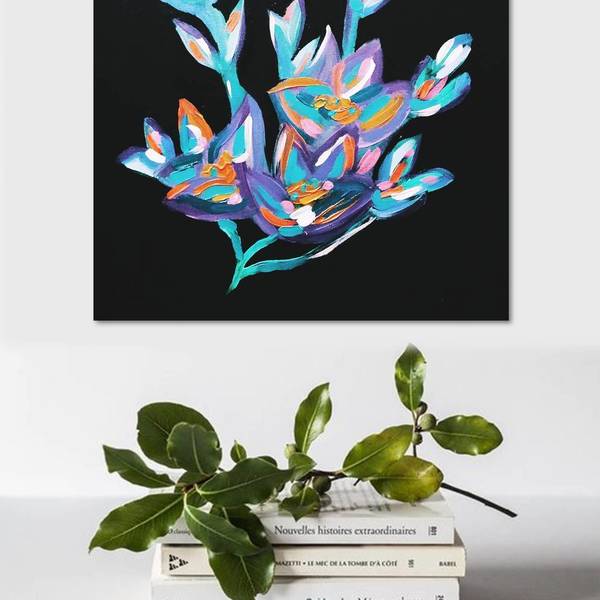 Αυθεντικός Πίνακας: Floral abyss - Ζωγραφική σε καμβά - πίνακες & κάδρα, καμβάς, λουλούδια, πίνακες ζωγραφικής - 3
