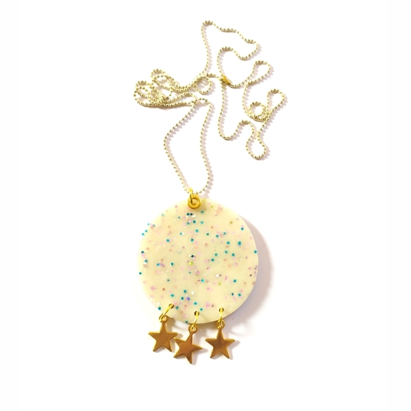 Confetti and stars necklace - αστέρι, πηλός, μακριά