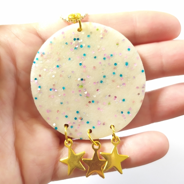 Confetti and stars necklace - αστέρι, πηλός, μακριά - 2