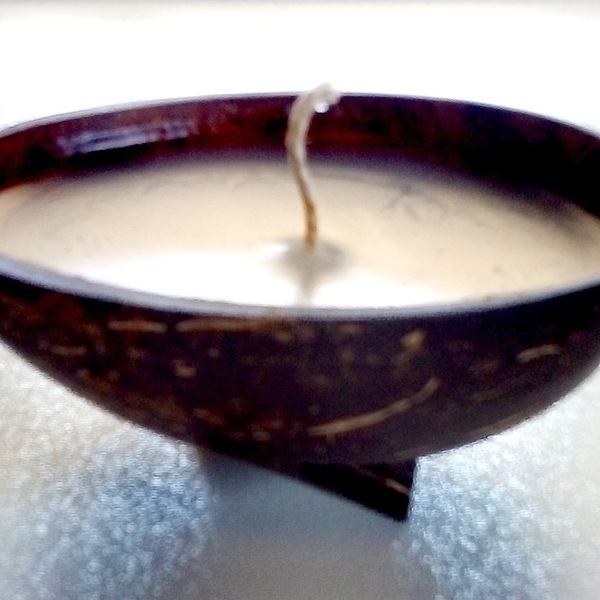 Μπομπονιέρα κερί σε φλοιό καρύδας - βάπτισης, γάμου - βάπτισης - 3