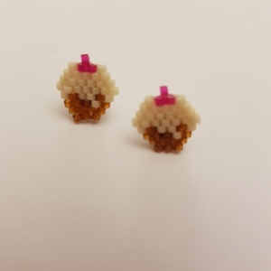 Μικρά σκουλαρίκια cupcakes - καρφωτά - 2