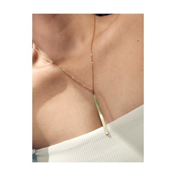 Golden bar necklace - ορείχαλκος, μακριά - 2