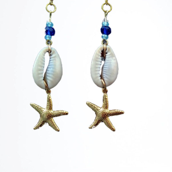Seashells Earrings - κοχύλι, ατσάλι, κρεμαστά, faux bijoux