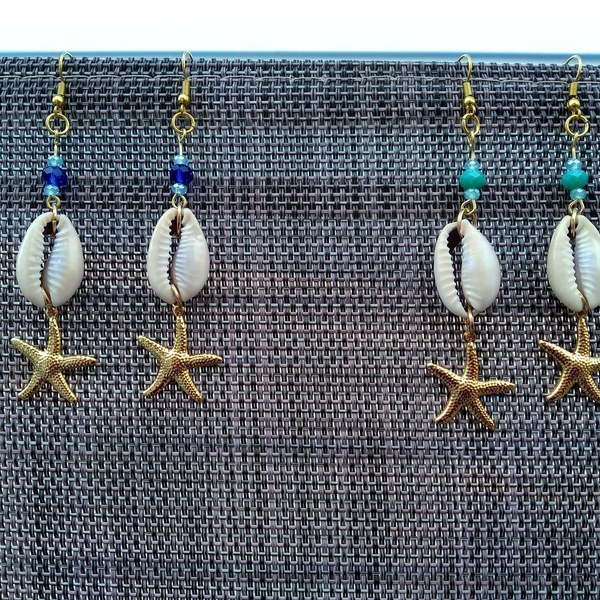 Seashells Earrings - κοχύλι, ατσάλι, κρεμαστά, faux bijoux - 3