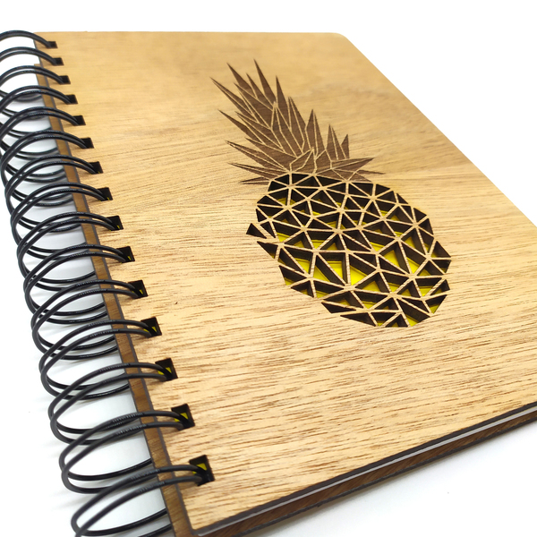 Ξύλινο Σημειωματάριο Ανανάς (Wooden Notebook Pineaple) Δώρα για όλους - δώρα γενεθλίων, δώρα για γυναίκες, τετράδια & σημειωματάρια - 3