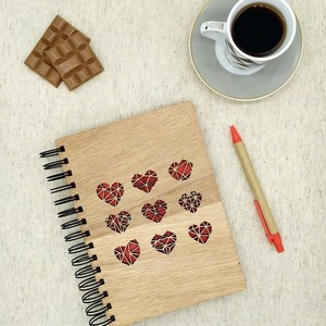 Ξύλινο Σημειωματάριο Καρδιές (Wooden Notebook Hearts) Δώρα για όλους - δώρο, δώρα γενεθλίων, δώρα αγίου βαλεντίνου, δώρα για γυναίκες, τετράδια & σημειωματάρια - 2