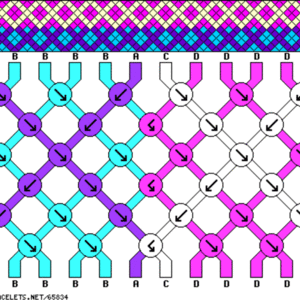 Χειροποίητο Βραχιολάκι με γεωμετρικό επαναλαμβανόμενο σχέδιο σε γαλάζιο και ροζ - μακραμέ, κορδόνια - 5