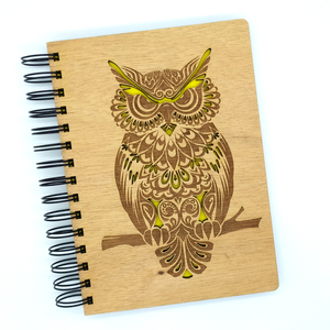 Ξύλινο Σημειωματάριο Κουκουβάγια (Wooden Notebook Owl) Δώρα για όλους - δώρο, χειροποίητα, δώρα για άντρες, δώρα γενεθλίων, τετράδια & σημειωματάρια