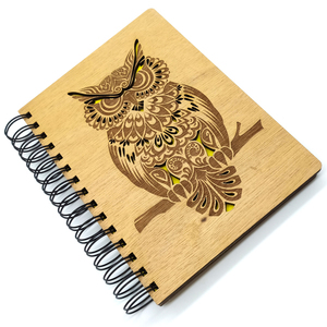 Ξύλινο Σημειωματάριο Κουκουβάγια (Wooden Notebook Owl) Δώρα για όλους - δώρο, χειροποίητα, δώρα για άντρες, δώρα γενεθλίων, τετράδια & σημειωματάρια - 3