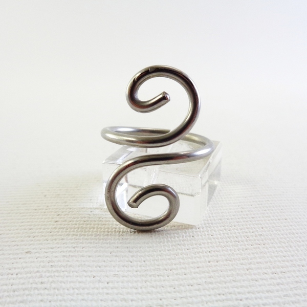 Ασημένιο δαχτυλίδι "διπλή σπείρα" - ασήμι, μεγάλα, αυξομειούμενα, φθηνά