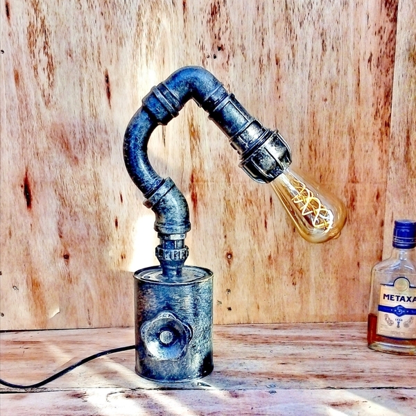T A R T A R Pipe Lamp, Industrial Iron Pipe Desk Lamp, Dimmer Lamp, Farmhouse Decor, Rustic Home Decor - πορτατίφ - 2