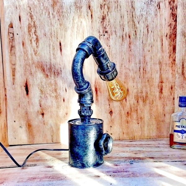 T A R T A R Pipe Lamp, Industrial Iron Pipe Desk Lamp, Dimmer Lamp, Farmhouse Decor, Rustic Home Decor - πορτατίφ - 4