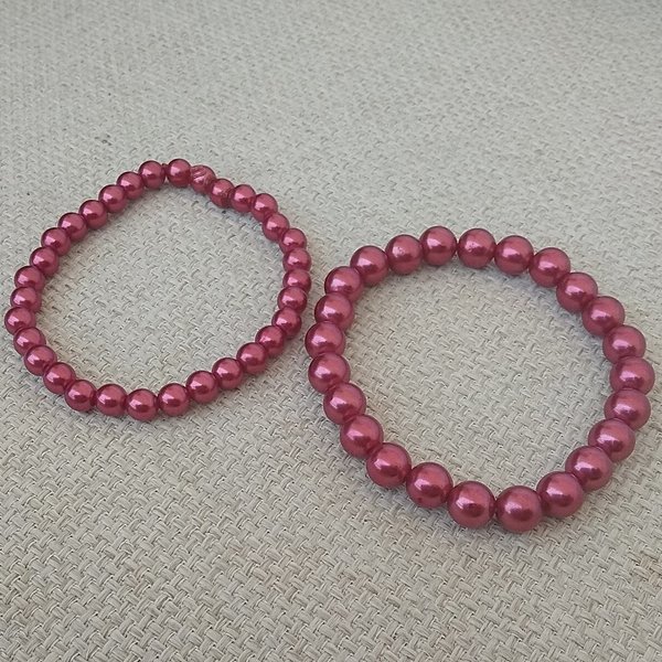 βραχιόλια ελαστικά με πέρλες φούξια ροζ - charms, χάντρες, πέρλες, αυξομειούμενα - 3