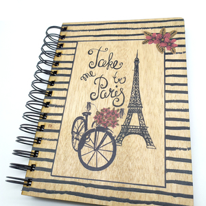 Ξύλινο Σημειωματάριο Paris (Wooden Notebook) 14,5cm x 20cm - δώρο, δώρα γενεθλίων, δώρα για γυναίκες, τετράδια & σημειωματάρια - 3