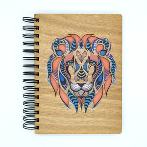 Ξύλινο Σημειωματάριο Λιοντάρι (Wooden Notebook Lion) 14,5cm x 20cm - δώρο, δώρα για άντρες, δώρα γενεθλίων, δώρα για αγόρια, τετράδια & σημειωματάρια