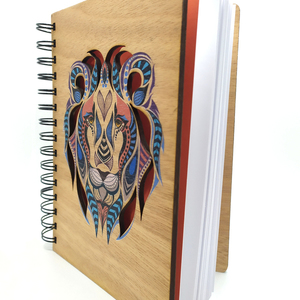 Ξύλινο Σημειωματάριο Λιοντάρι (Wooden Notebook Lion) 14,5cm x 20cm - δώρο, δώρα για άντρες, δώρα γενεθλίων, δώρα για αγόρια, τετράδια & σημειωματάρια - 4