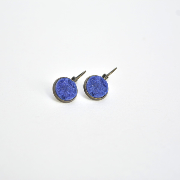 Μπλε κρεμαστά σκουλαρίκια - μικρά, κρεμαστά - 2