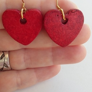 Κεραμικα κοκκινα σκουλαρικια καρδια - ασήμι, καρδιά, κεραμικό, κρεμαστά - 3