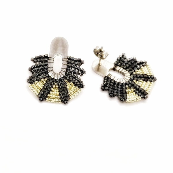 Καρφωτά σκουλαρίκια (stud earrings) από γνήσιες χάντρες Miyuki - miyuki delica, κοντά, καρφωτά, ατσάλι - 2