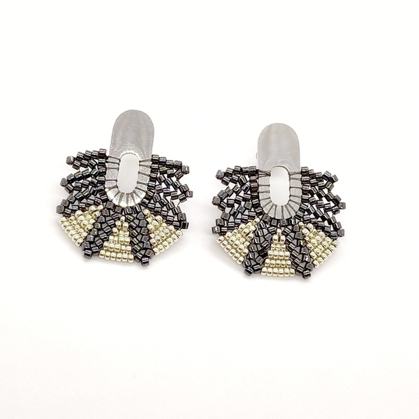 Καρφωτά σκουλαρίκια (stud earrings) από γνήσιες χάντρες Miyuki - miyuki delica, κοντά, καρφωτά, ατσάλι - 4