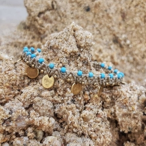 Μακραμέ anklets με μεταλλικά στοιχεία και χαολίτες - ποδιού, αυξομειούμενα - 4