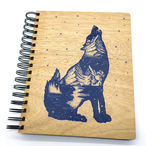 Ξύλινο Σημειωματάριο ΛΥΚΟΣ (Wooden Notebook) Δώρα για όλους - δώρο, δώρα για άντρες, δώρα γενεθλίων, δώρα για αγόρια, τετράδια & σημειωματάρια