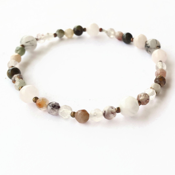 Lightwork - Βραχιόλι λευκό με ημιπολύτιμες πέτρες - bracelet, αυξομειούμενα - 2