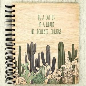 Ξύλινο Σημειωματάριο Κάκτος (Wooden Notebook Cactus) Δώρα για όλους - δώρο, δώρα γενεθλίων, τετράδια & σημειωματάρια