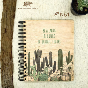 Ξύλινο Σημειωματάριο Κάκτος (Wooden Notebook Cactus) Δώρα για όλους - δώρο, δώρα γενεθλίων, τετράδια & σημειωματάρια - 2