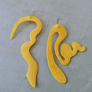 Θεατρικά καινοτόμα σκουλαρίκια_κίτρινα - μακριά, κρεμαστά, μεγάλα σκουλαρίκια - 3