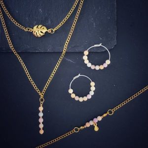 Κρίκοι από ασήμι 925 με ροζ νεφρίτη - ασήμι, ημιπολύτιμες πέτρες, κρίκοι, μικρά, νυφικά - 3