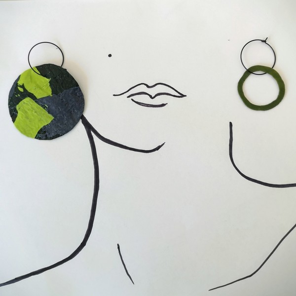 Πράσινη Υδρόγειος_θεατρικά καινοτόμα σκουλαρίκια - κρίκοι, κρεμαστά, μεγάλα, μεγάλα σκουλαρίκια - 5