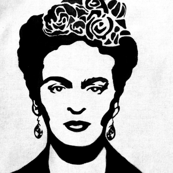 *Frida* tote bag, ζωγραφισμένη στο χέρι - ύφασμα, ζωγραφισμένα στο χέρι, ώμου, μεγάλες, all day, frida kahlo, tote, πάνινες τσάντες, φθηνές - 2