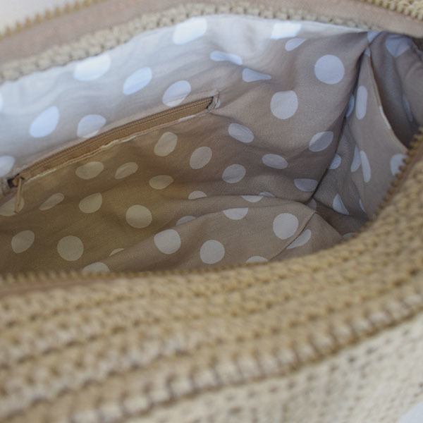 Τσάντα καλοκαιρινή Μπέζ - βαμβάκι, απαραίτητα καλοκαιρινά αξεσουάρ, χειρός, πλεκτές τσάντες - 5