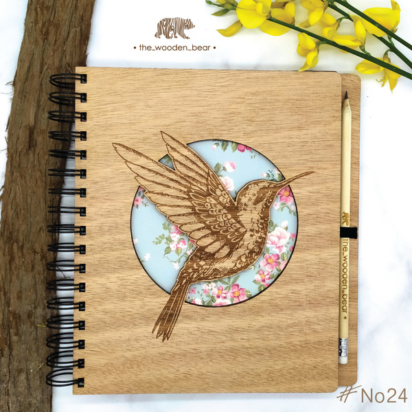 Ξύλινο Σημειωματάριο "Birds" (Wooden Notebook) Δώρα για όλους - δώρα γενεθλίων, δώρα αγίου βαλεντίνου, δώρα για γυναίκες, τετράδια & σημειωματάρια - 2